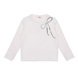 Vicolo Kids T-shirt Panna Lunghe Maniche con Fiocco Strass per Bambine