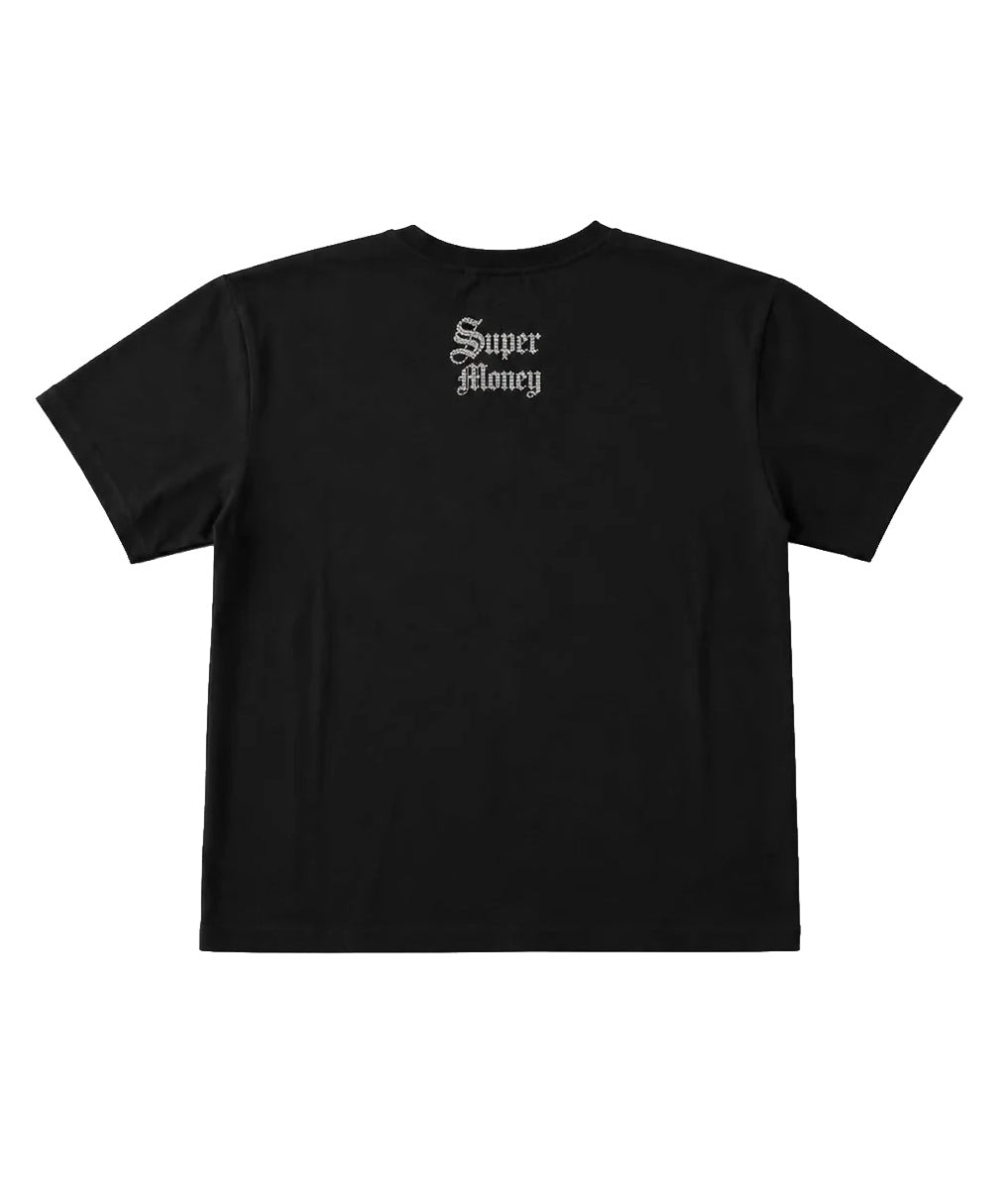 ArtSuperMoney T-Shirt Nero con Stampa Aquila con Strass per Bambini