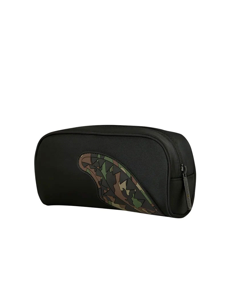 Sprayground Kids Astuccio Shark Central Black Nylon Camo Embossed Shark Pencil Pouch per Bambini