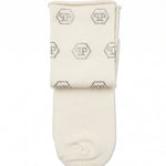 Philipp Plein Kids Calzino Off-White con Logo Strass per Bambine