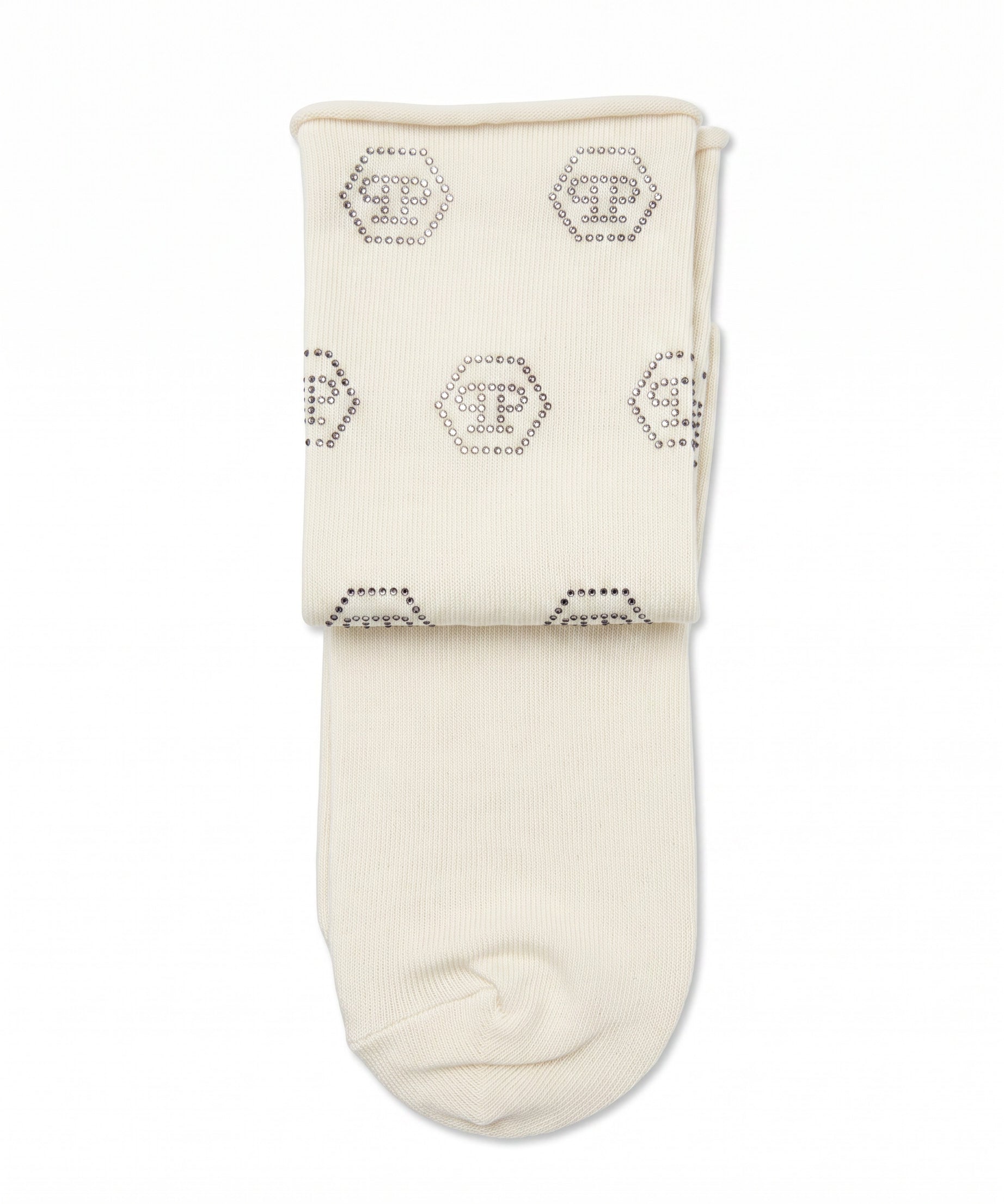 Philipp Plein Kids Calzino Off-White con Logo Strass per Bambine