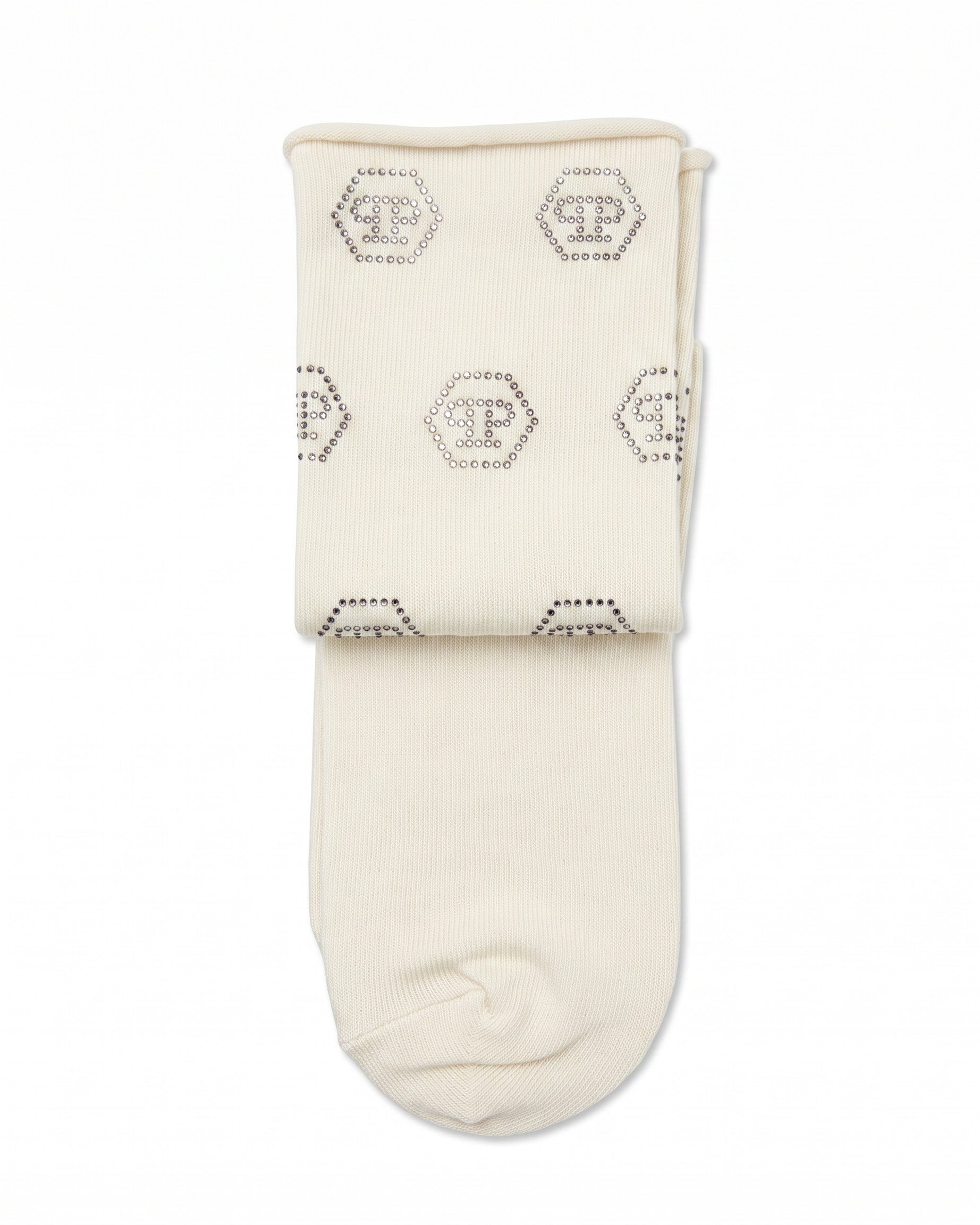 Philipp Plein Kids Calzino Off-White con Logo Strass per Bambine