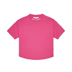 Palm Angels Kids T-Shirt Fucsia con Logo Bianco per Bambine