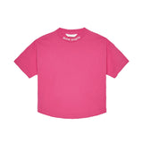 Palm Angels Kids T-Shirt Fucsia con Logo Bianco per Bambine