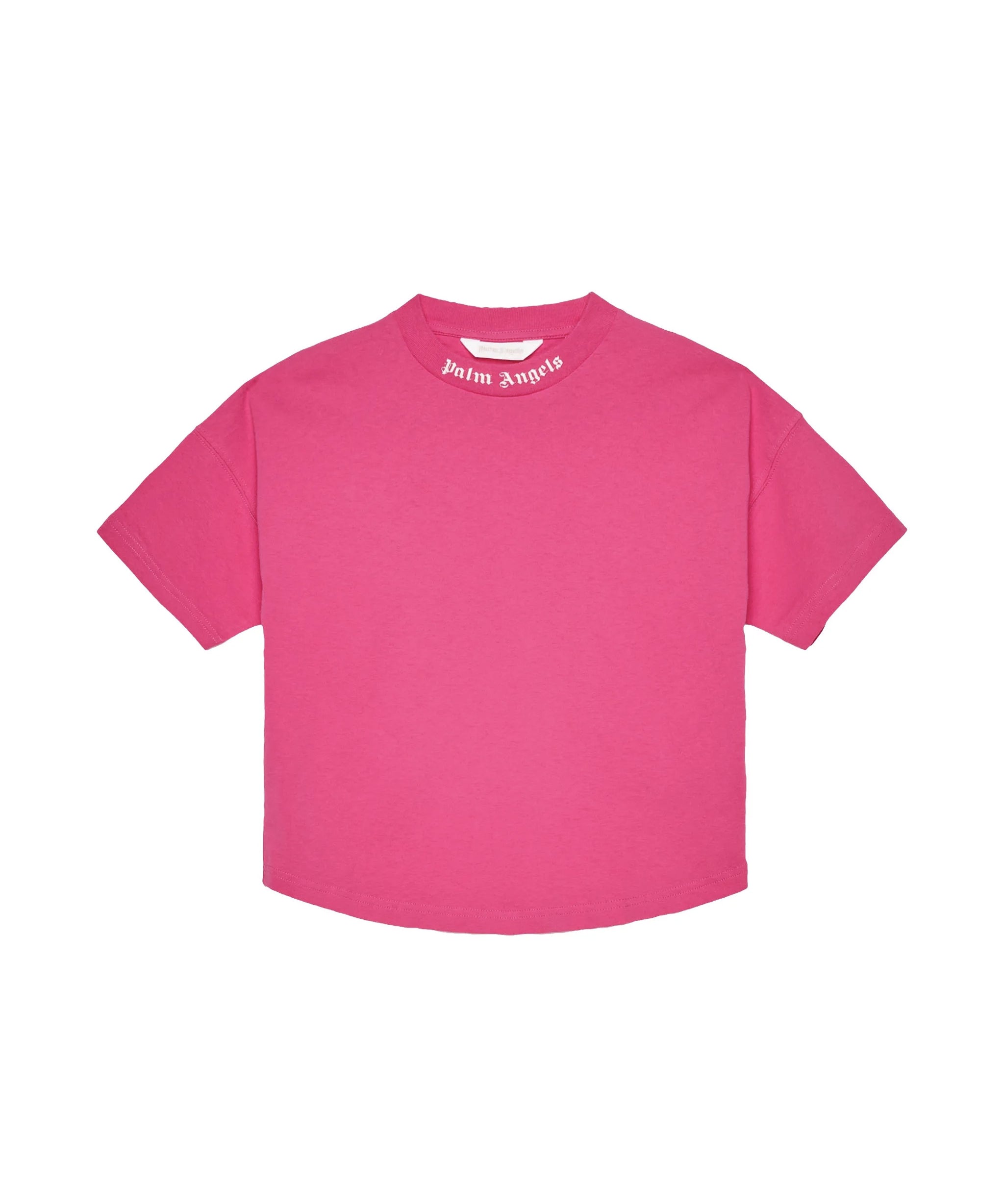 Palm Angels Kids T-Shirt Fucsia con Logo Bianco per Bambine