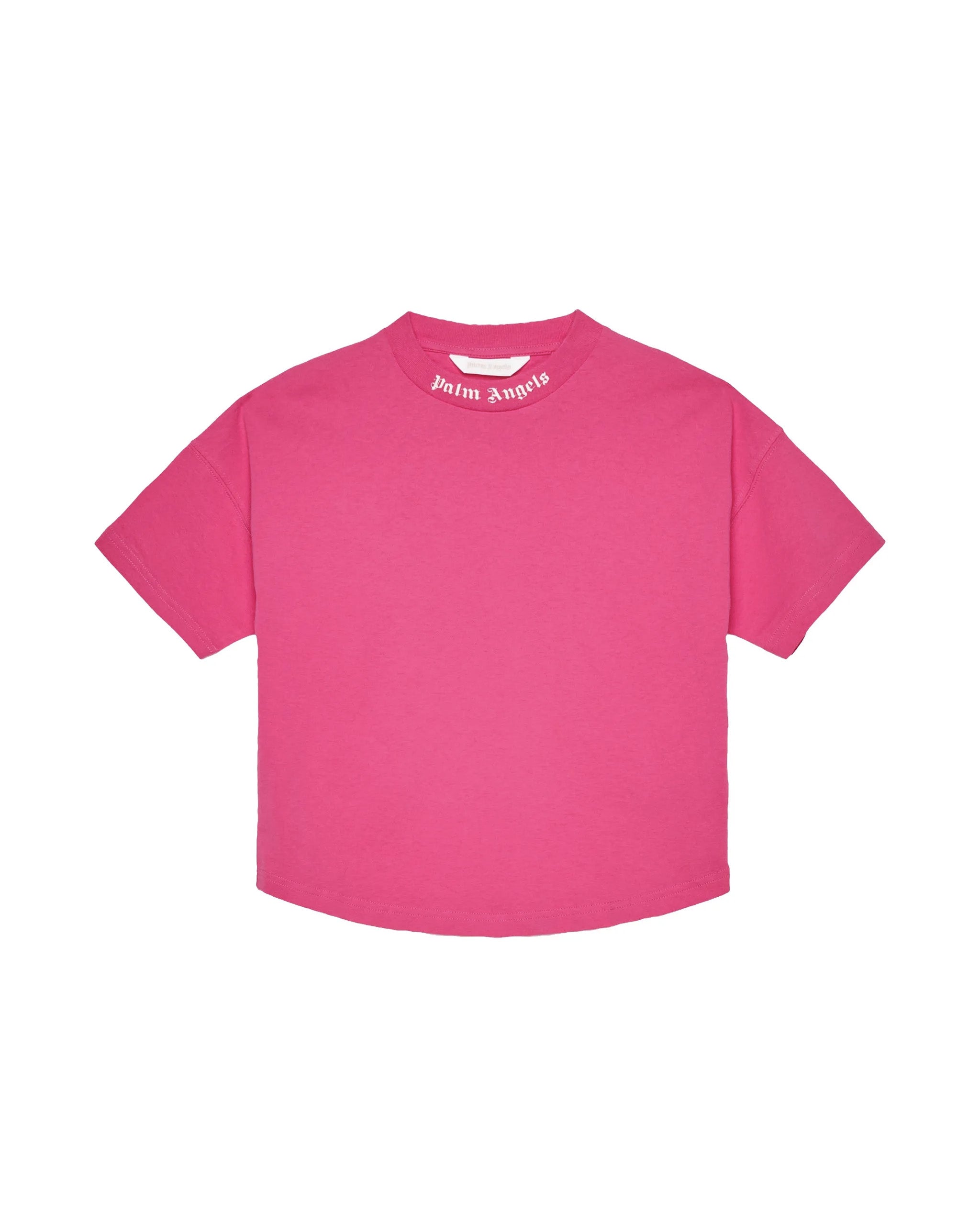 Palm Angels Kids T-Shirt Fucsia con Logo Bianco per Bambine