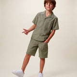 Diesel Kids Bermuda con Tasche Verde/Grigio per Bambini