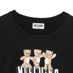 Moschino Kids T-Shirt Nera Crop con Manica Rouches per Bambine