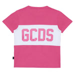 Gcds Kids T-Shirt Fucsia con Banda Logata Bianco per Bambine