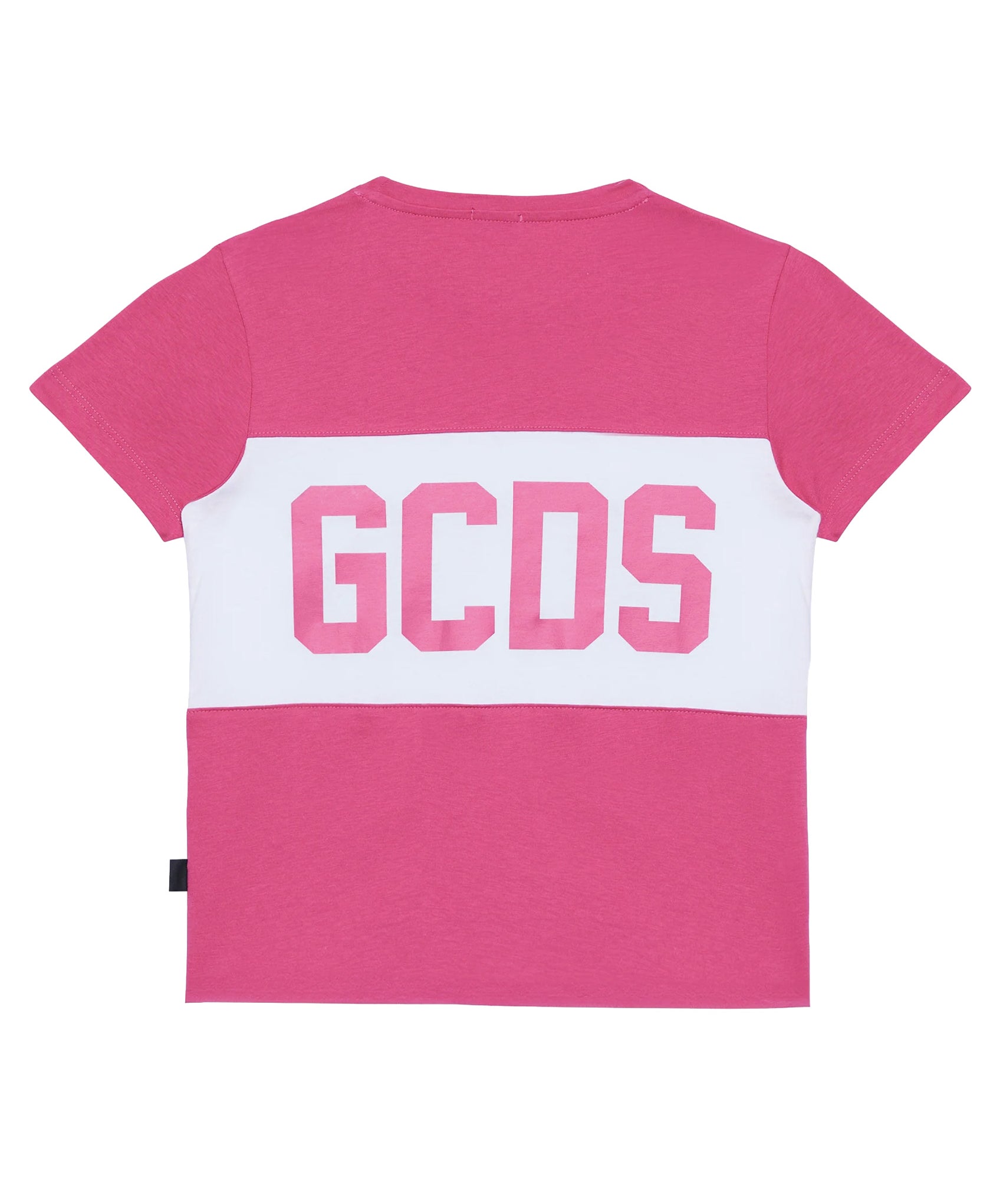 Gcds Kids T-Shirt Fucsia con Banda Logata Bianco per Bambine