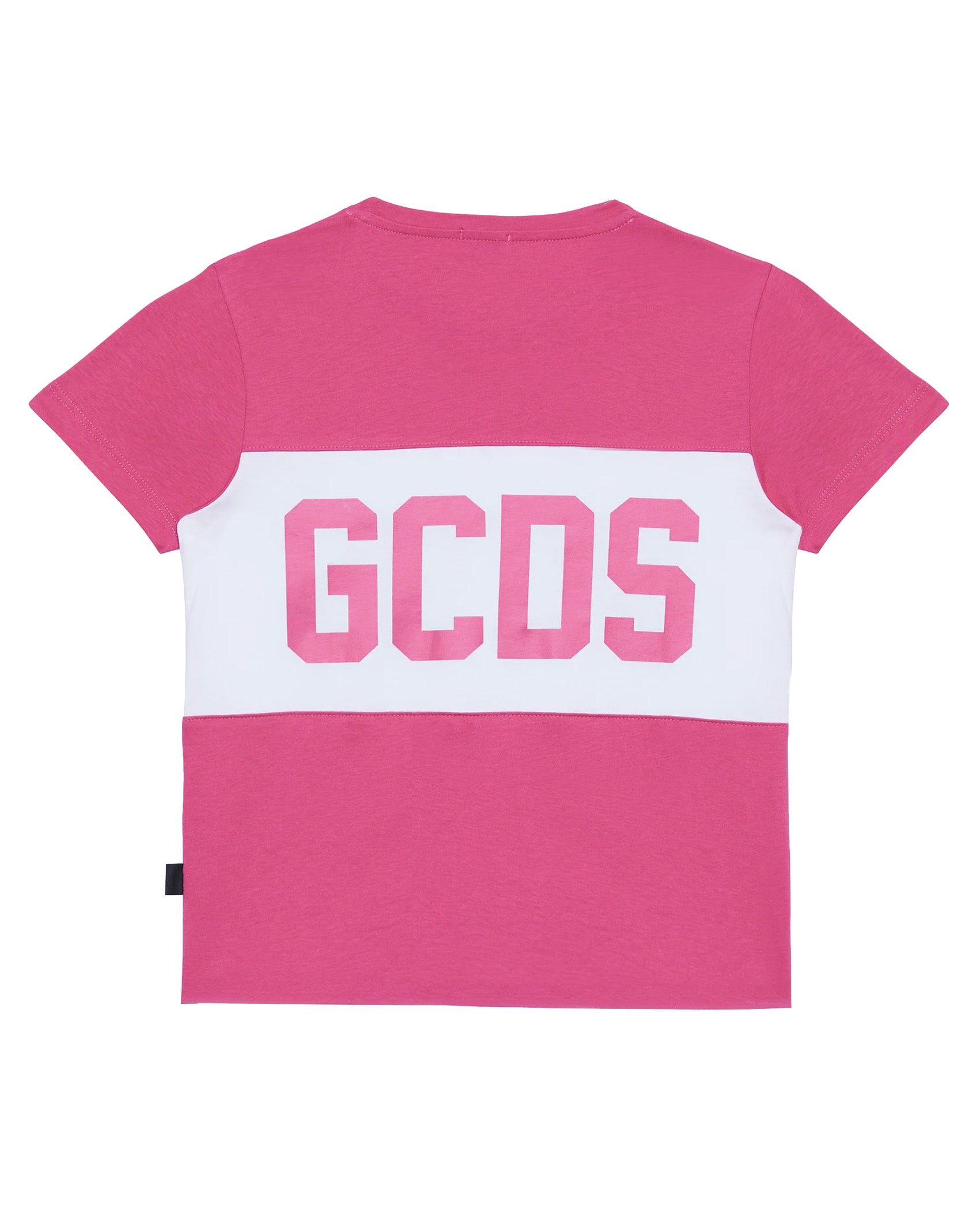 Gcds Kids T-Shirt Fucsia con Banda Logata Bianco per Bambine