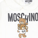Moschino Kids Tutina Panna con Stampa Logo Teddy Bear per Neonati (dettaglio)