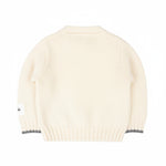 Alessandrini Kids Cardigan Bianco con Etichetta Logo a Contrasto per Neonati