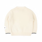 Alessandrini Kids Cardigan Bianco con Etichetta Logo a Contrasto per Neonati