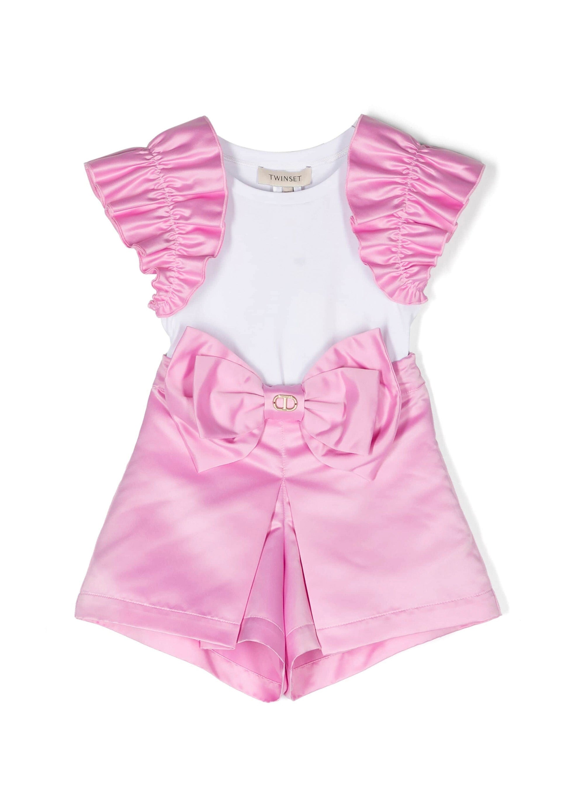 Twinset Kids Completo T-Shirt in Jersey e Shorts in Raso