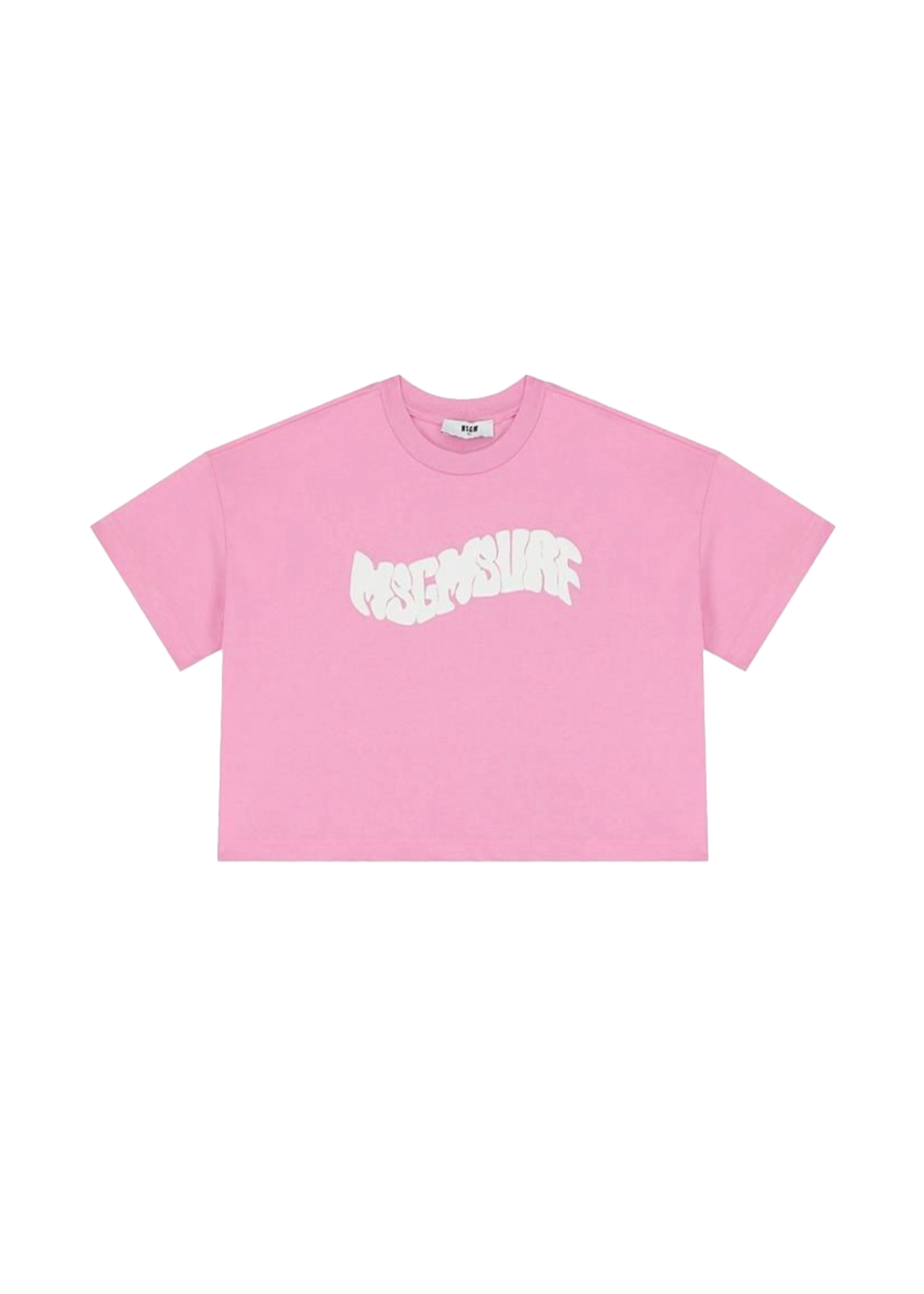 MSGM Kids T-shirt Rosa Crop con Logo per Bambine