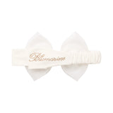 Blumarine Kids Fascia per Capelli Bianca con Fiocco in Organza e Logo Strass per Neonate