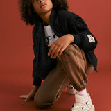 N°21 Kids Bomber Nero con Patch Logo per Bambini 