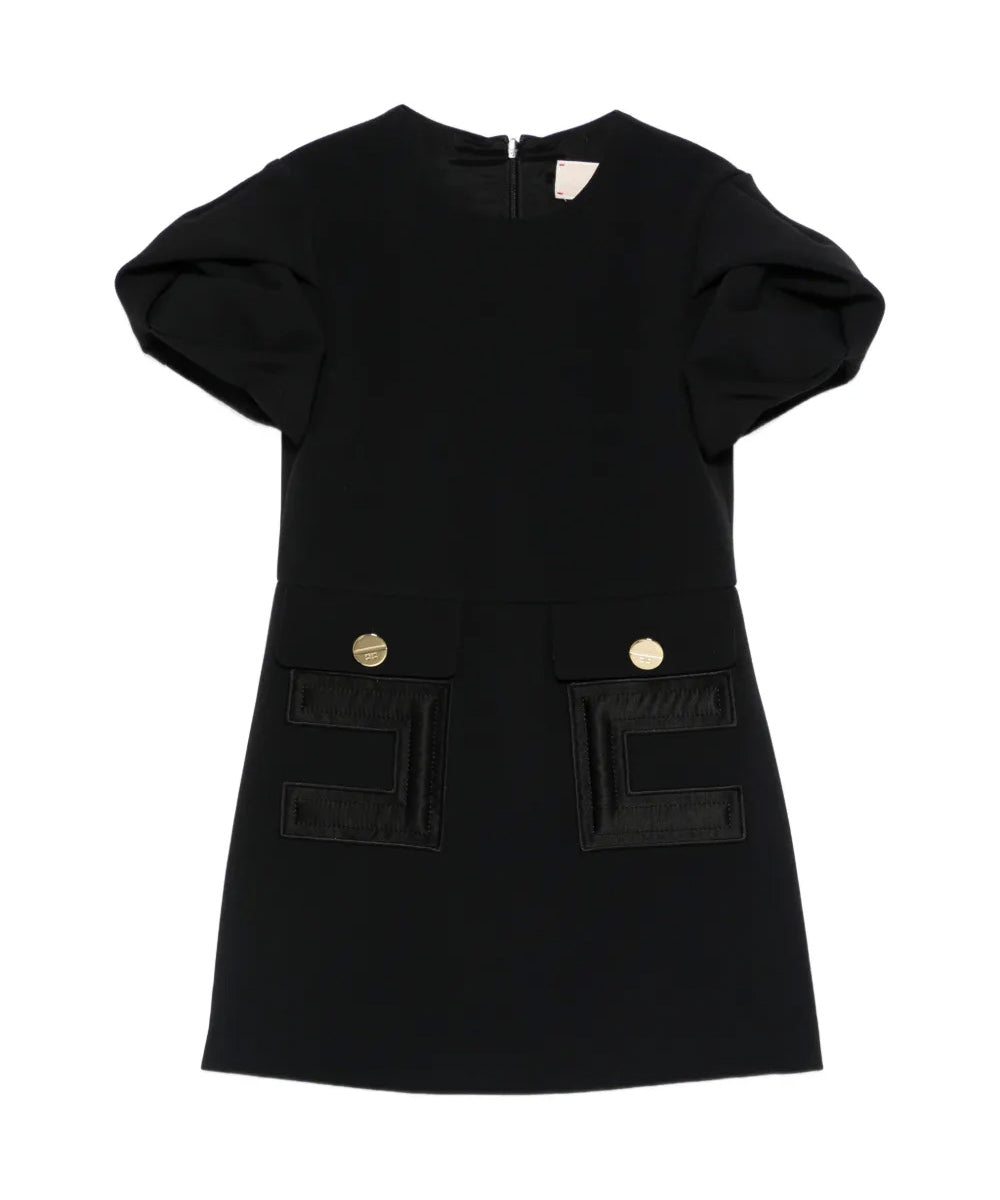 Elisabetta Franchi La Mia Bambina Abito Nero Monocolore con Logo per Bambine