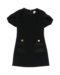 Elisabetta Franchi La Mia Bambina Abito Nero Monocolore con Logo per Bambine