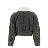 Pinko Kids Giubbino in Denim Washed con Colletto Shearling e Logo per Bambine