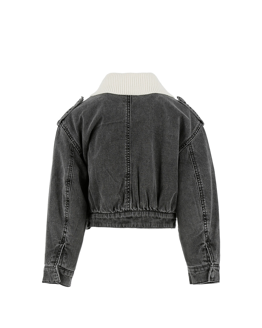 Pinko Kids Giubbino in Denim Washed con Colletto Shearling e Logo per Bambine