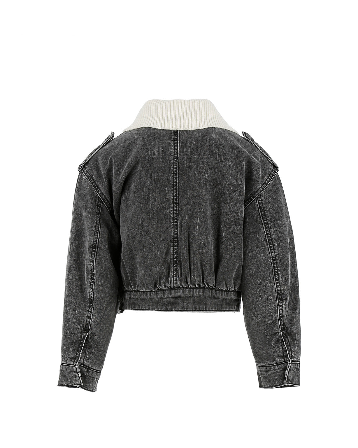 Pinko Kids Giubbino in Denim Washed con Colletto Shearling e Logo per Bambine
