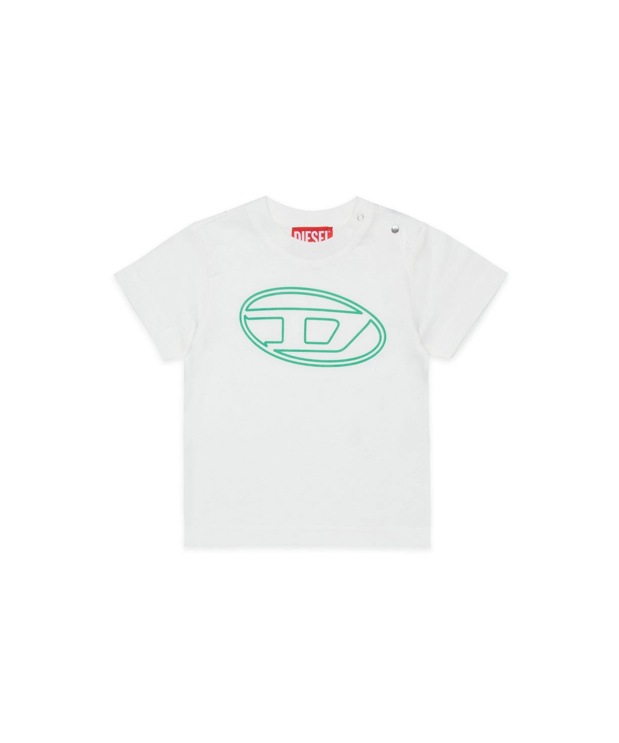 Diesel Kids T-shirt Bianca con Oval D per Neonati