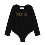 Moschino Kids Body Nero con Borchie Logo per Bambine