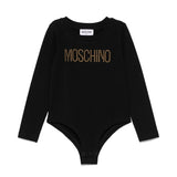 Moschino Kids Body Nero con Borchie Logo per Bambine