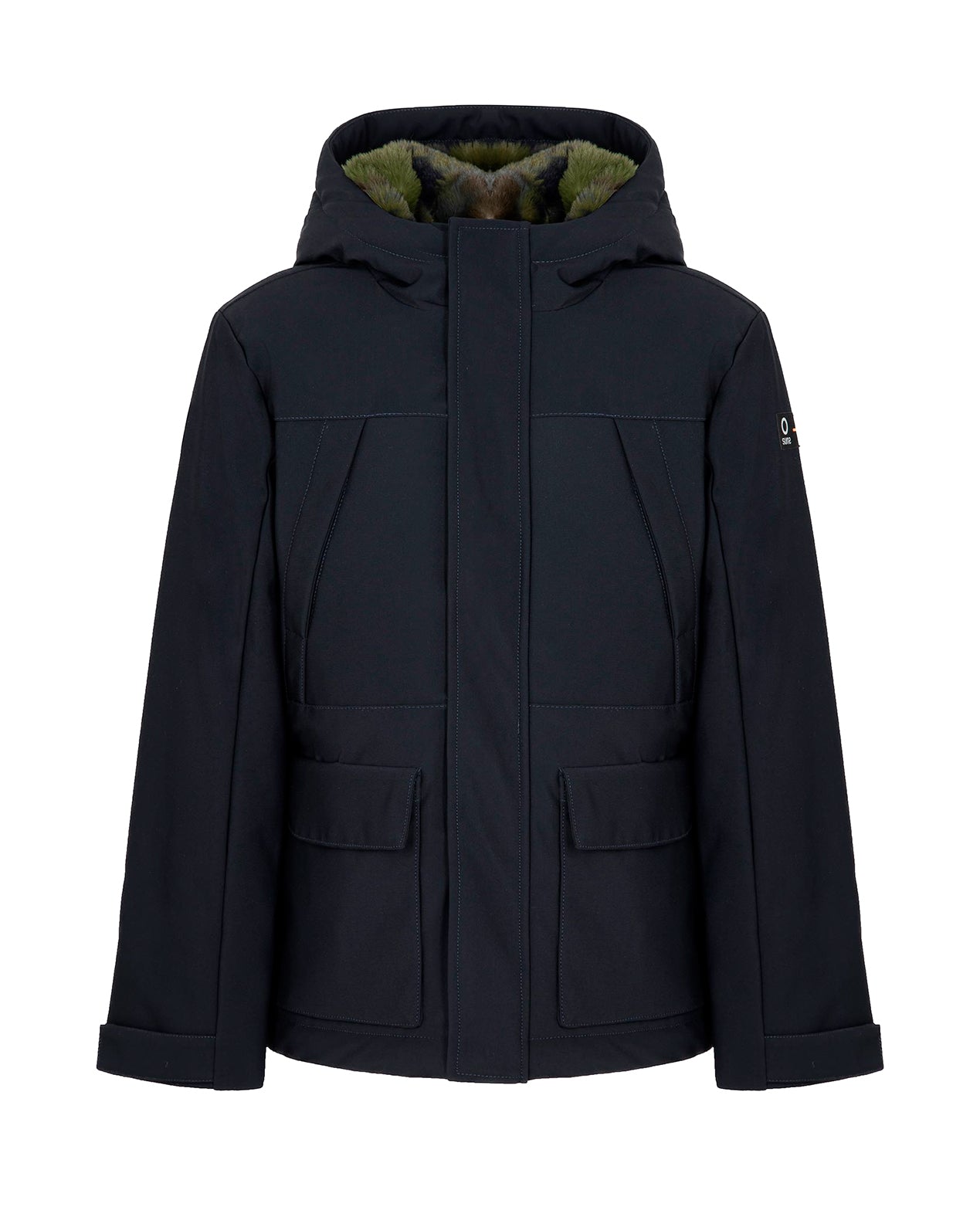 SUNS Kids Giubbotto blu scuro con Cappuccio e Interno in Pelliccia per Bambini