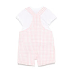 Moschino Kids T-shirt con Salopette Rosa a Quadri per Neonate
