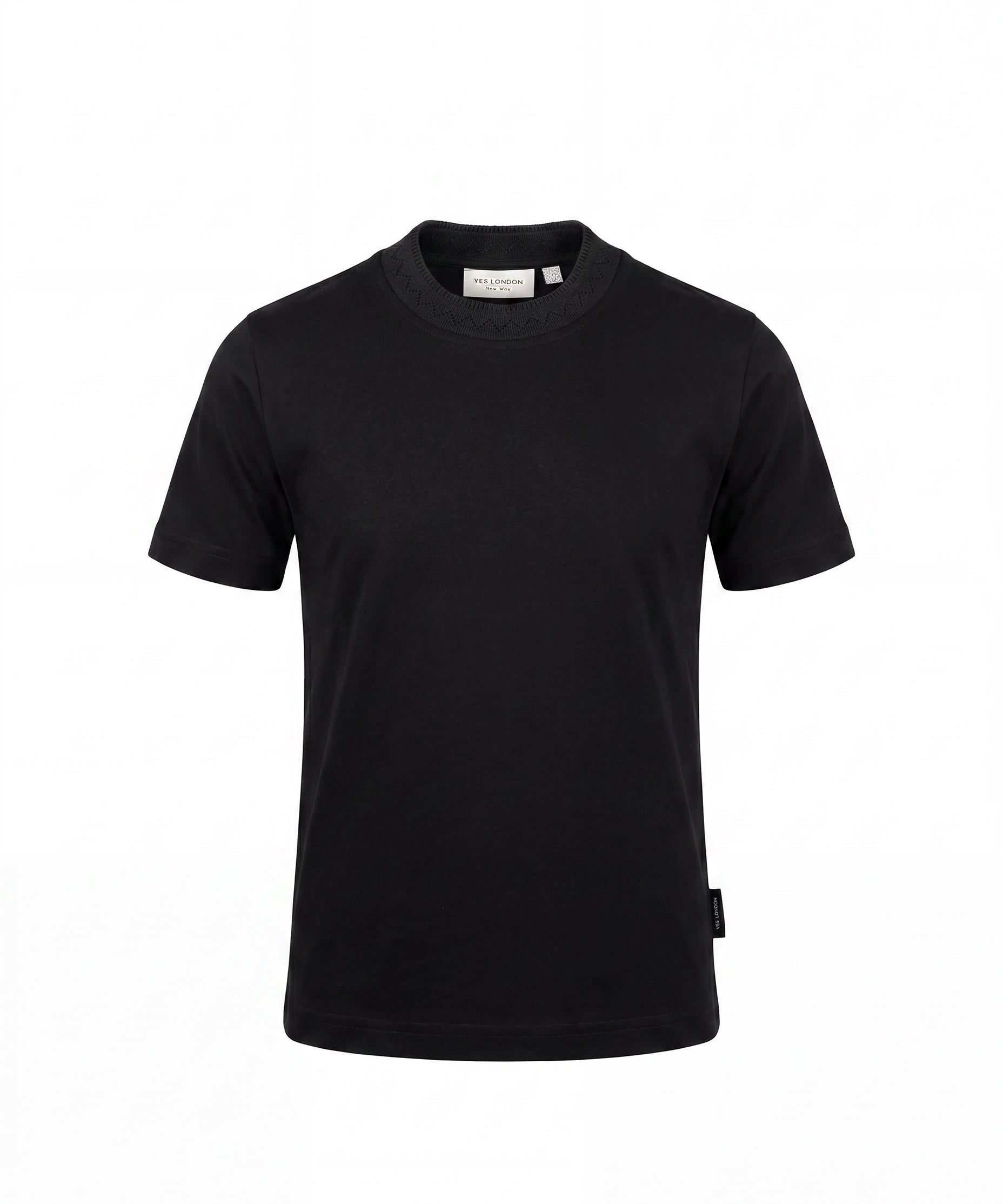 Yes London Kids T-Shirt Nero con Colletto Ricamato per Bambini