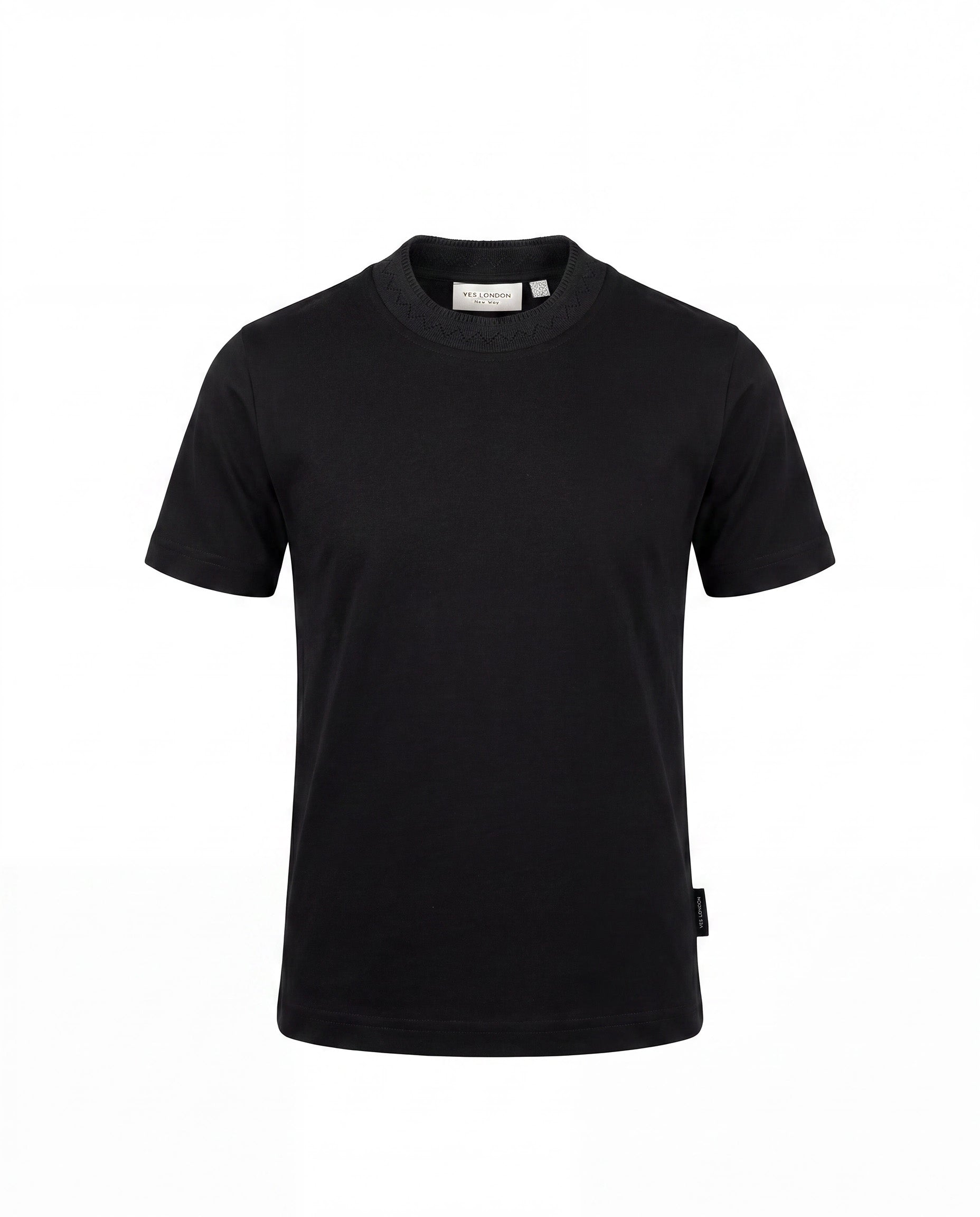 Yes London Kids T-Shirt Nero con Colletto Ricamato per Bambini