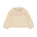 Angel's Face Top Biscotto con Colletto in Tulle per Neonate