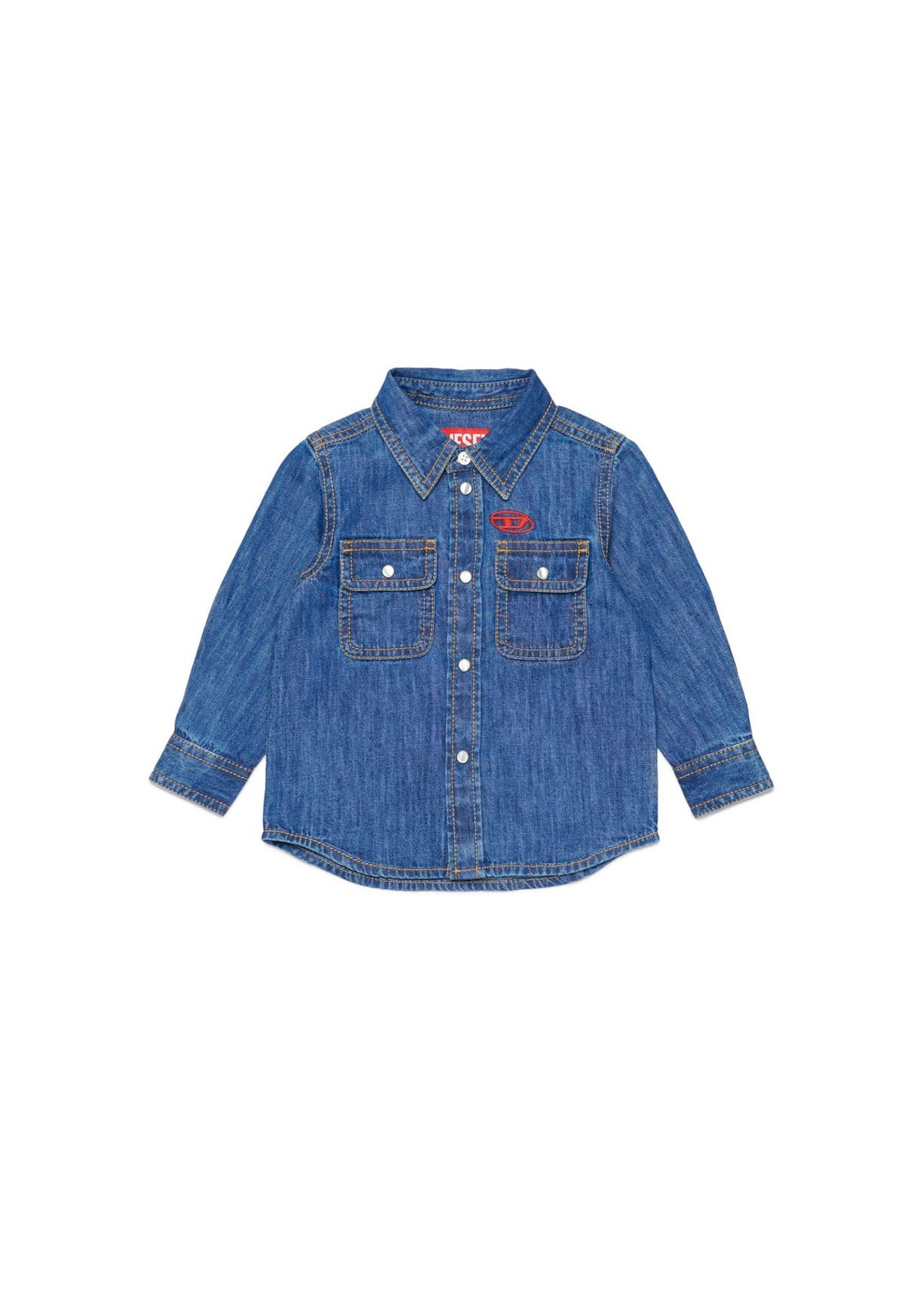 Diesel Kids Camicia Denim con Logo per Neonati