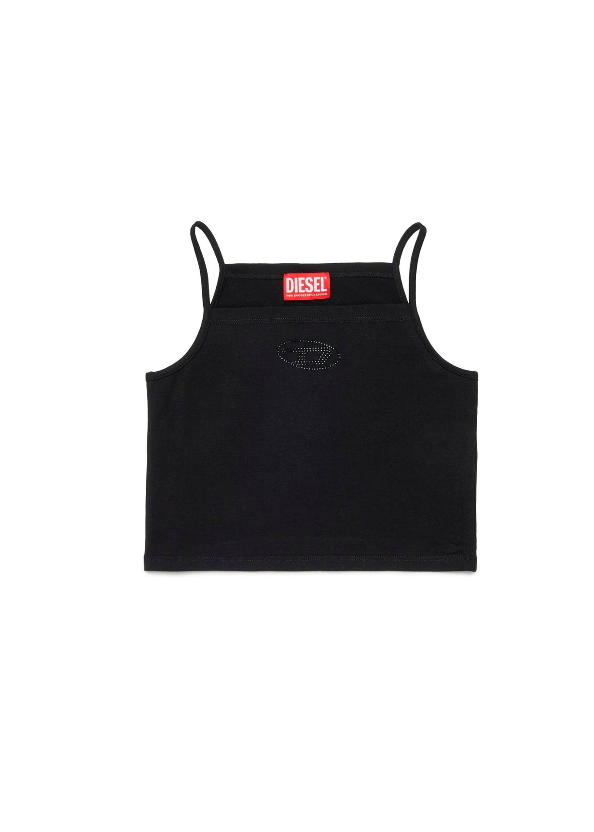 Diesel Kids Top Nero con Sparkling Oval D per Bambine