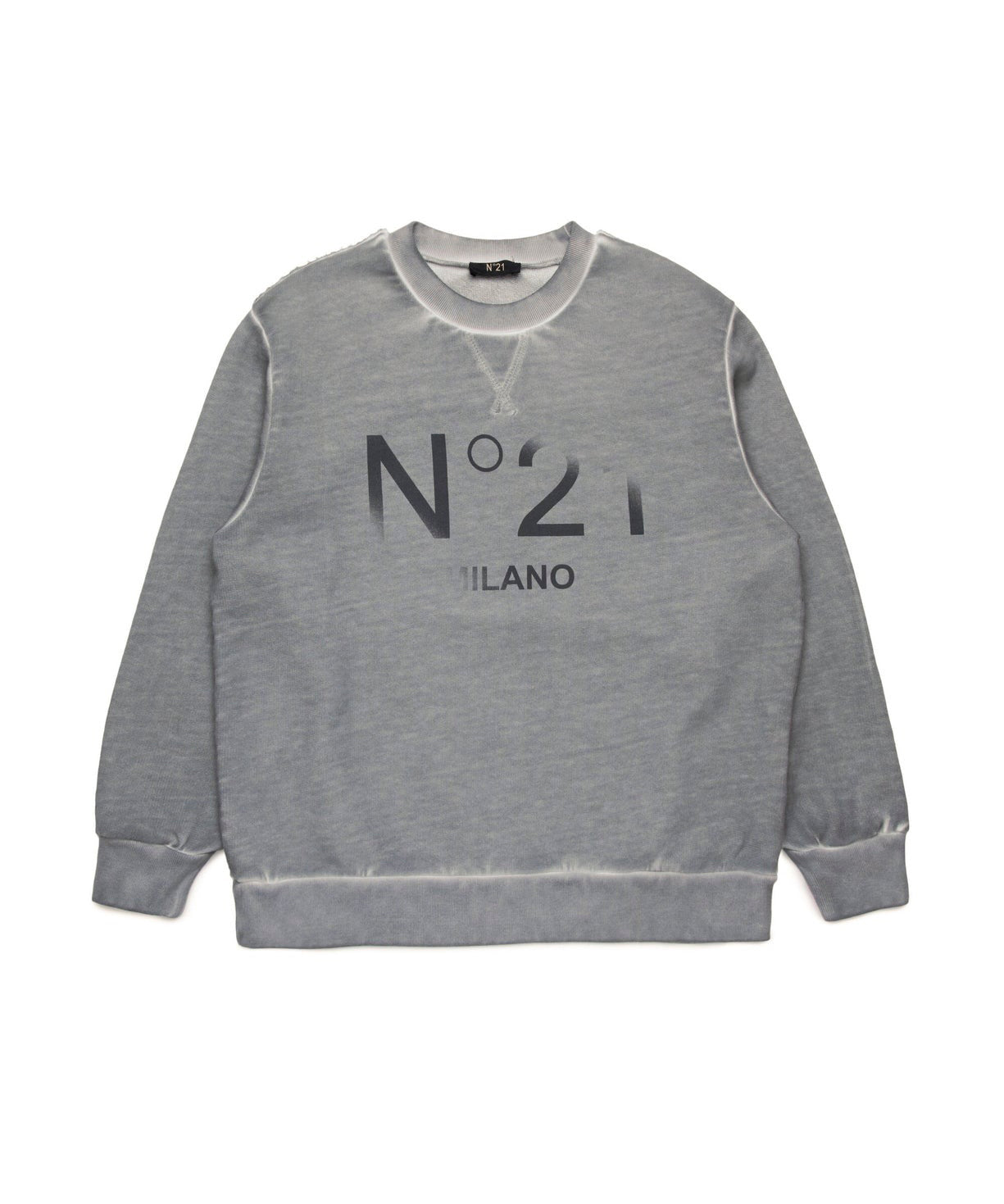 N°21 Kids Felpa Grigia con Logo Dissolving per Bambini