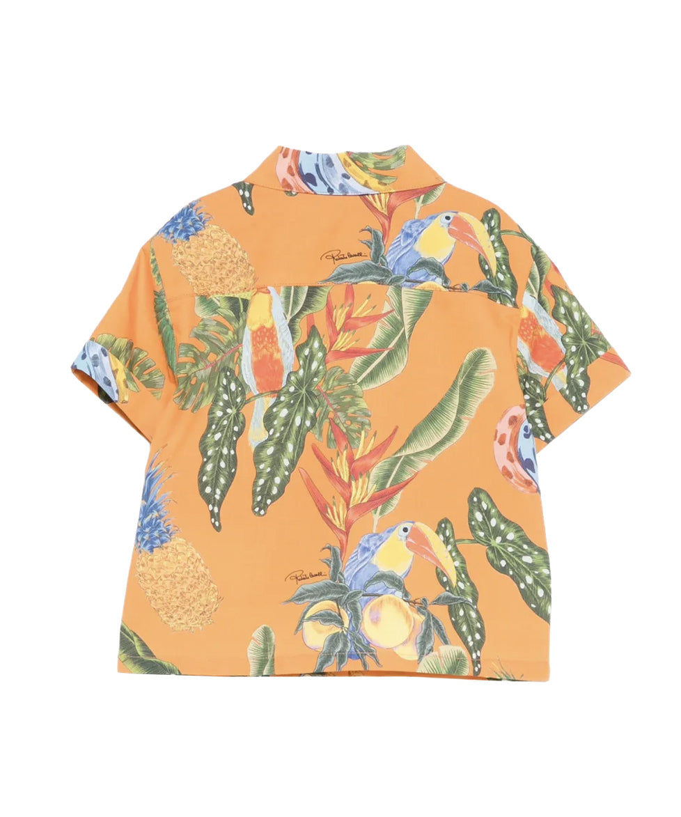 Roberto Cavalli Kids Camicia Arancio con Fantasia per Neonati