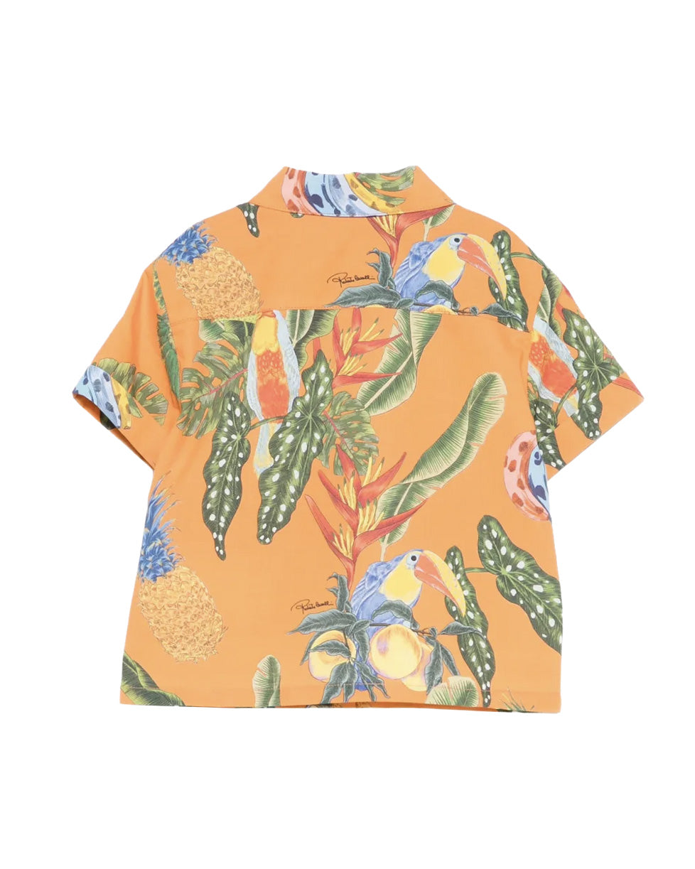 Roberto Cavalli Kids Camicia Arancio con Fantasia per Neonati