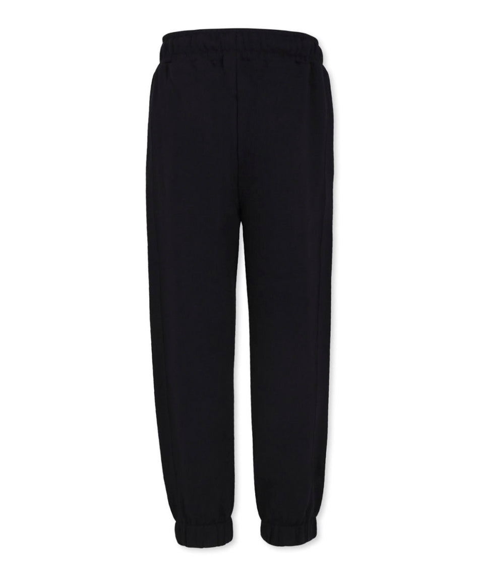 MSGM Kids Pantaloni Joggers Neri/Rosa con Logo per Bambine (retro)