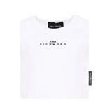 John Richmond Kids Top Bianco a Costine con Ricamo Logo per Bambine