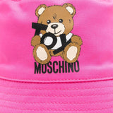 Moschino Kids Cappello Bucket Fucsia con Stampa per Neonate
