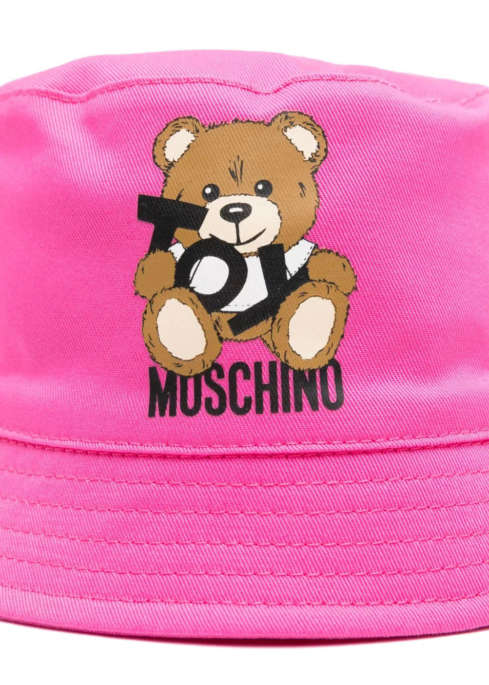 Moschino Kids Cappello Bucket Fucsia con Stampa per Neonate