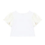 Patrizia Pepe T-shirt Crop Bianca/Avorio per Bambine (retro)