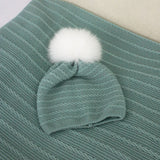 Marlù Cappellino Verde Salvia con Pon Pon per Neonati