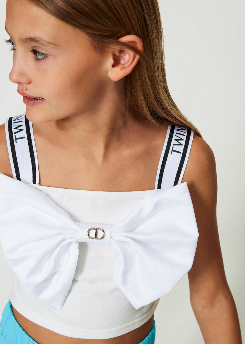 Twinset Kids Top Cropped con Fiocco 