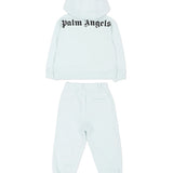 Palm Angels Kids Completo Felpa con Zip e Pantalone Blu Cielo con Logo per Neonati