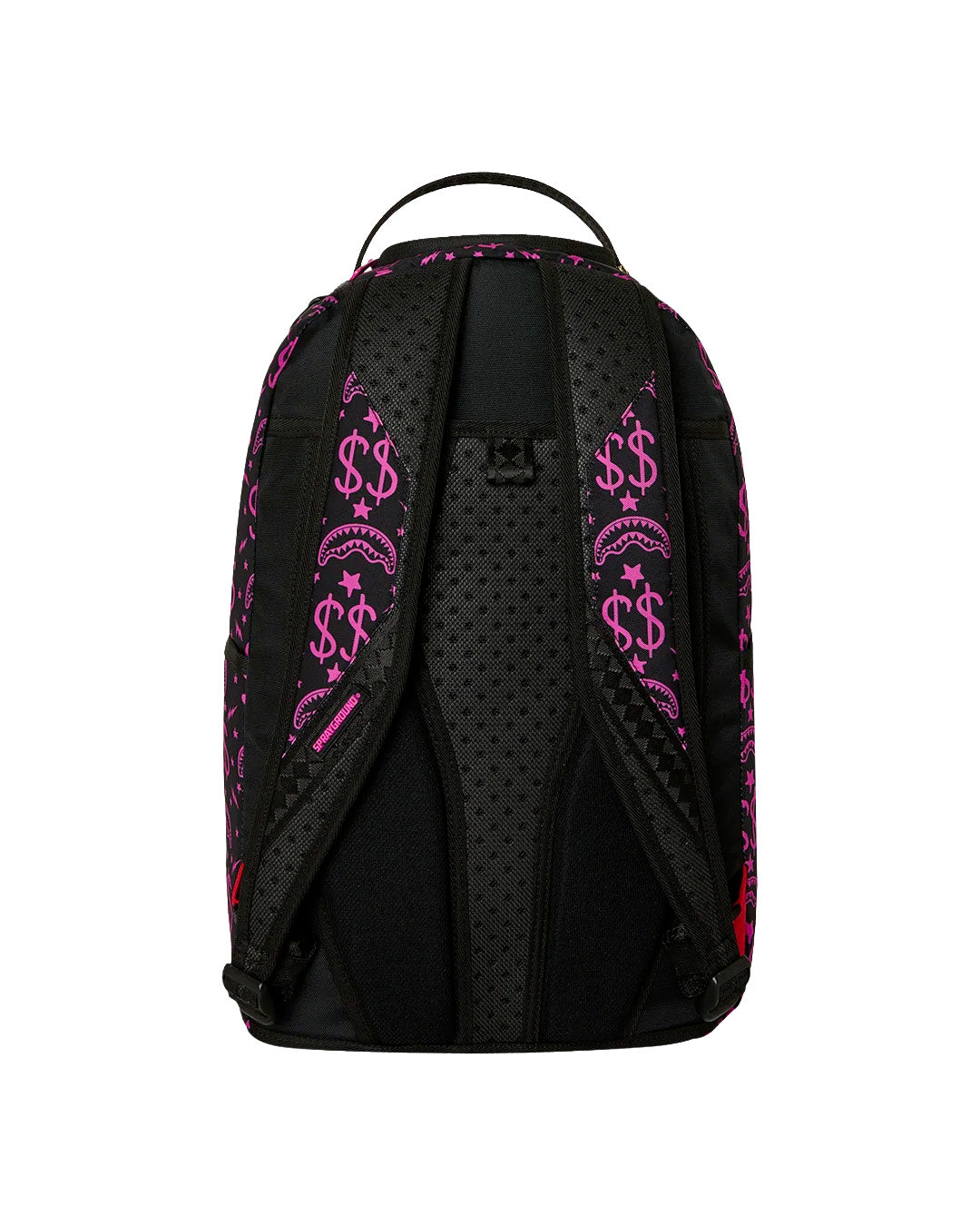 Sprayground Kids Think On It Zaino Nero con Stampa Shark Mouth e Dollari Rosa