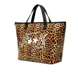 F**K Kids Maxi Borsa Mare Fantasia Leopardato con Logo per Bambine